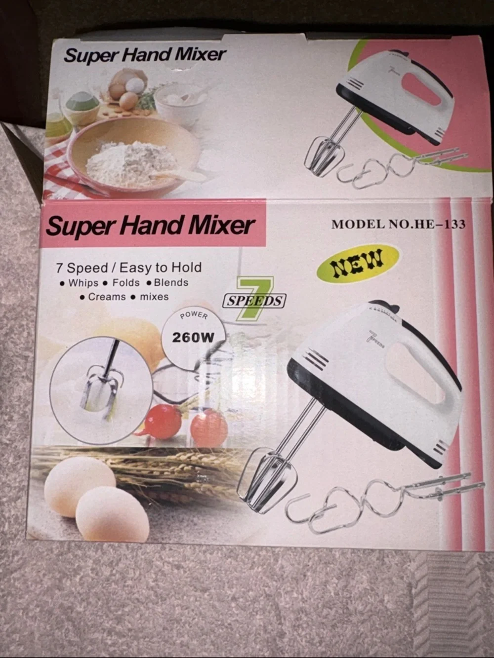 White and Black Hand Mixer with Beaters